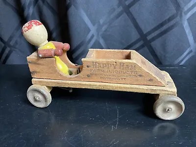 Vintage 1930’s Happy Ham Advertising Wood Pull Toy Car Soap Box Farm Products • $24.95