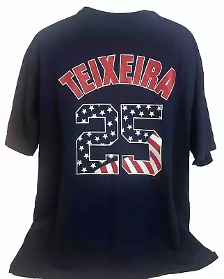 Men's Majestic NY Yankees USA 4th July Mark Teixeira T-Shirt Jersey XL S/S • $16.99