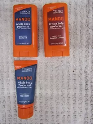 Mando Whole Body Deodorant Mini~u Pick Type & Scent~72hr Aluminum Free 0.5 Oz • $12.97