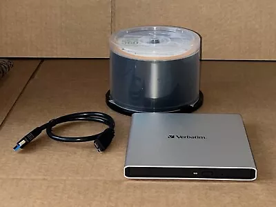 Verbatim Blank Blu-ray BD-R DL 50GB 1-6x 50 Discs + BD-R / XL Burner USB Drive • $219