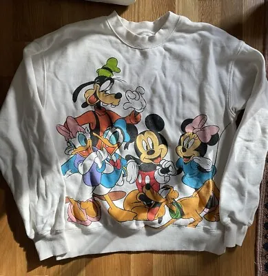 Vintage Disney Mickey Minnie Mouse Goofy Graphic Crewneck Sweatshirt White • $5