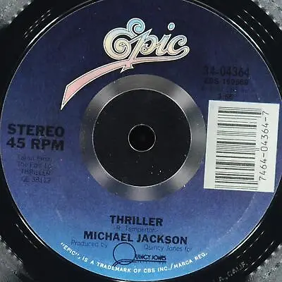 MICHAEL JACKSON Thriller  EPIC 34-04364 EX 45rpm • $6