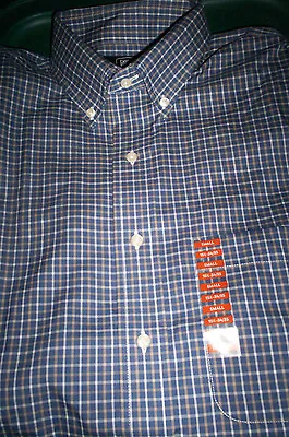 $15.29 • Buy New! Berkley Jensen No Iron Buttondown Dress Shirt-blue/tan Plaid-15.5 34/35