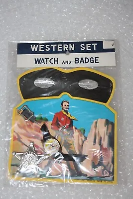 $15 • Buy Old Vintage 1950's WESTERN Toy SET - Watch Badge & Lone Ranger Style Mask 