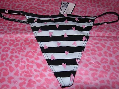 $11.99 • Buy Victoria's Secret Sexy V-String G-String Skimpy Strappy Black White Doodle Heart