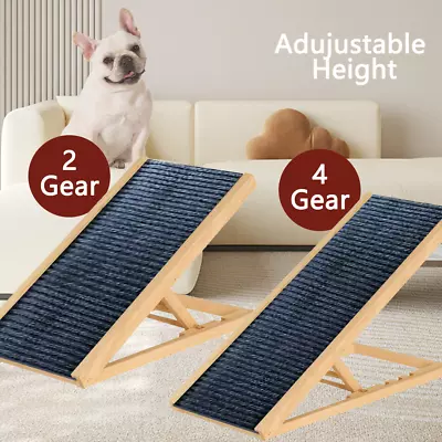 Adjustable Pet Dog Ramp Foldable Height Dogs Stairs For Bed Sofa Car 70cm*35cm • $58.90