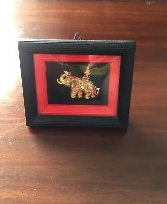 Unbranded Bejeweled Gold Indian Elephant In Frame 3D Display • $17.95