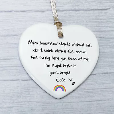 Dog Memory Plaque Personalised Cat Pet Loss Gift Paw Prints Ceramic Heart Sign • £7.49
