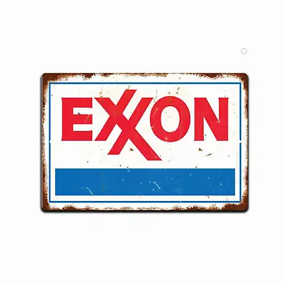 TIN SIGN Exxon Oil Gas Rustic Gas Station Metal Sign Décor Garage Auto Shop • $13.95