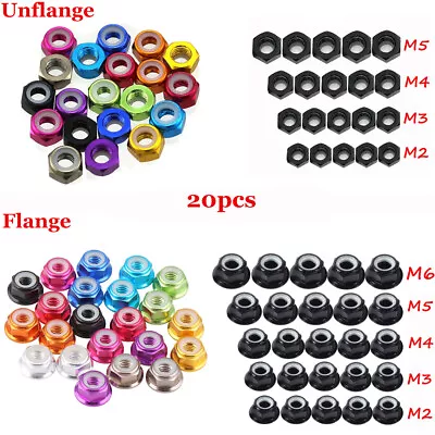 20PCS M2 M3 M4 M5 M6 Nylon Insert Self-Lock Nuts Hex Lock Nut CNC Aluminum Nut • $14.75