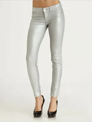 J BRAND Womens Jeggings Mid-Rise Super Skinny Coated Silver Size 26W 801I596  • $99.99