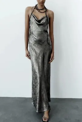 Zara New Women’s Metallic Slip Dress Size Large L • $39.99