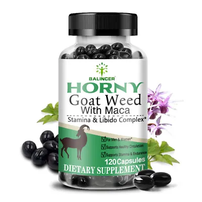 Horny Goat Weed Capsules 1000mg With Maca Root Extract Energy & Performance • $8