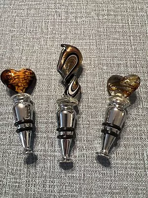 Lot Of 3 Murano Art Glass Style 5  Wine Bottle Stoppers   Italy • $9.99