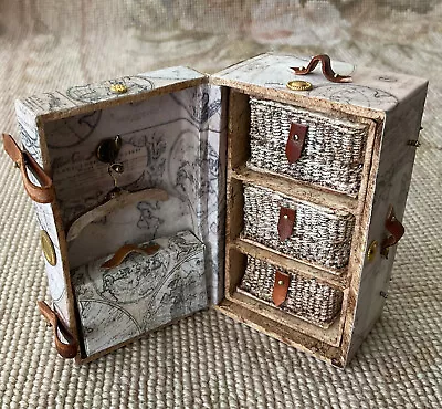 Pat Tyler Dollhouse Miniature Canvas Map Steamer Trunk Bag Luggage Case 1313 • $108.95