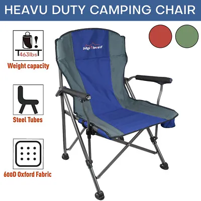 $37.88 • Buy Camping Folding Chair Heavy Duty Steel Beach Chair Outdoor Fishing Travel 463LBS