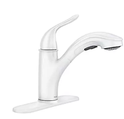 Moen 87557W Brecklyn Single Handle Pullout Kitchen Faucet - White • $59