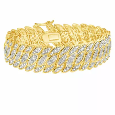 2.00 Ct Natural Diamond Tennis Bracelet In 14K Yellow Gold Plated Sterling • $2309.46