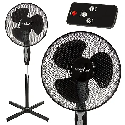 £35.70 • Buy 16'' Standing Pedestal Fan With Remote Timer Oscillating 3 Speeds Silent Sturdy