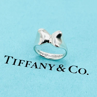 £120 • Buy Tiffany & Co Ring -Elsa Peretti- Rare Vintage -Double Full Heart Ring- UK Size L