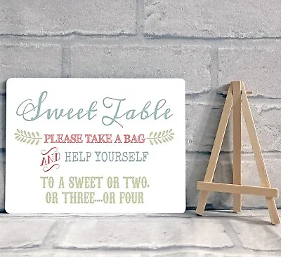 A5 Metal Sweet Table Candy Buffet Stall Cart Jar Sign With Easel Wedding Party  • £8.95