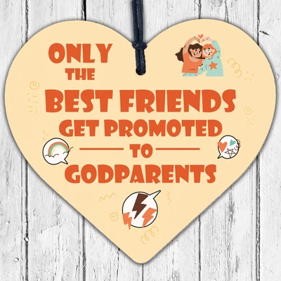 £3.99 • Buy Best Friend Gift Godparents Gift For Christening Wood Heart Friend Keepsake Sign