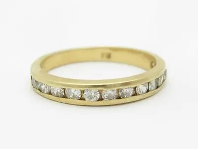 14k Yellow Gold & Diamonds Channel Set Design Round Diamonds Band Ring Size 5.5 • $770.91