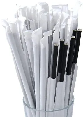 7.75  Black Wrapped Paper Drinking Straws  Biodegradable 6mm Bore-250 Pcs • $9.95