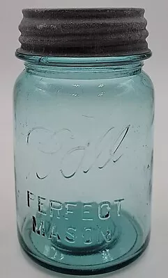 Vintage Blue Ball Perfect Mason Pint Jar W/ Zinc & Porcelain Lid Read Desc • $8.99