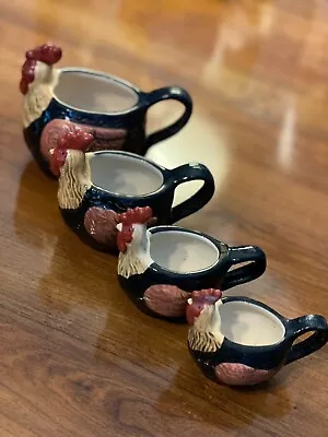 Vintage Rooster/Chicken Measuring Cups - Unique Collectable - Nice! • $25.47