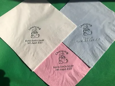 £21 • Buy 50 Personalised Christening Napkins / Serviettes Quality 3ply 40cm