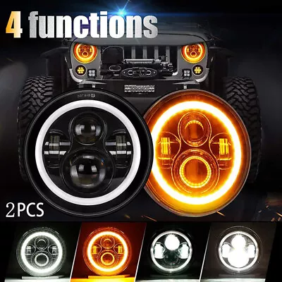 2PCS 7  Inch HALO Angel Eyes LED DRL Headlights For Land Rover Defender 90 110 • £27.97