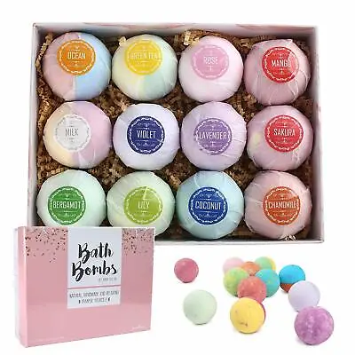 $19.88 • Buy Natural Bath Bombs SPA Essential Oils Fizzy Fizzies Relaxing Christmas Gift 12PC
