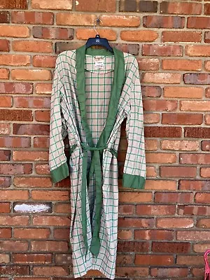 Vintage Roytex Belted Green & Tan Plaid Smoking Jacket Lounge Robe Mens OS • $33.95