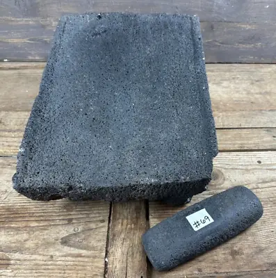 Antique Metate #69-Grinder-Rustic-Complete-Old Mexican--Primitive-13x17.5x8.5 • $349.97