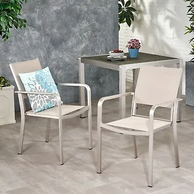 Martin Outdoor Modern Aluminum Dining Chair With Mesh Seat (Set Of 2) • $164.57