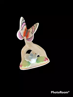 Vintage MARURI JAPAN Porcelain  BONE CHINA MONARCH Butterfly FIGURE CARD HOLDER • $3.98