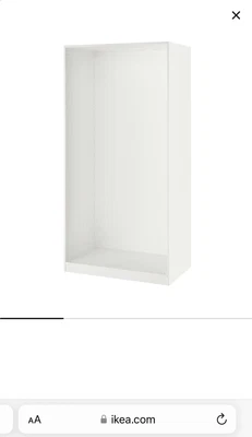 £55 • Buy Ikea Double PAX Wardrobe, White Excellent Condition With 1 Rail,basket And Shelf