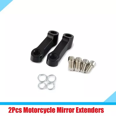 Black Metal Motorcycle Mirror Riser Extender Extension Adapter 8mm/10mm Screws • $15.19