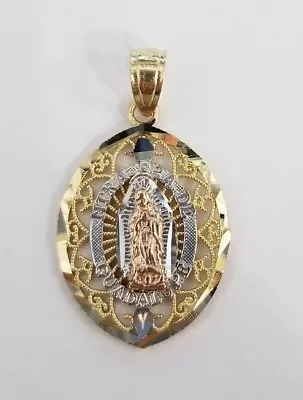 Clearance 14k Yellow White Rose Gold Virgin Mary Oval Religious Pendant Charm • $99.99