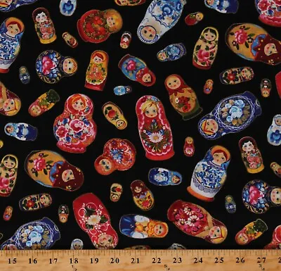 Cotton Matryoshka Dolls Russian Nesting Dolls Fabric Print By The Yard D477.61 • $11.95