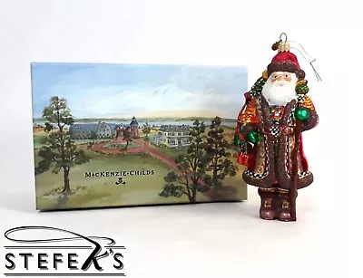 RARE - Mackenzie Childs - RETIRED - Woodlands Santa Glass Ornament W/ Box • $89.99