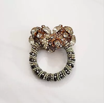 Vintage Signed Miriam Haskell Cluster Faux Pearl Glass Rhinestone Brooch Pin • $195