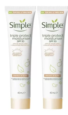 2pack 40ml Simple Triple Protection Moisturiser SPF 30 For Dull & Tired Skin • £12.90