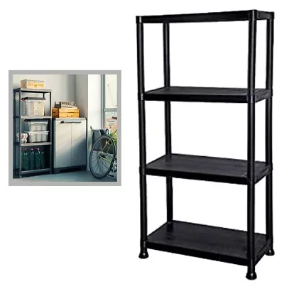 Plastic Storage Shelves 4 Tier Shelving Home Garage Organiserrack 133x60x30 Mnd • £19.95