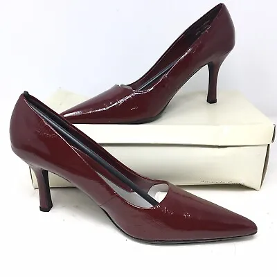 $20.99 • Buy Amanda Smith Dark Red Maroon Pumps Hells Pointed Toe Shoes Sz 8.5 Leather