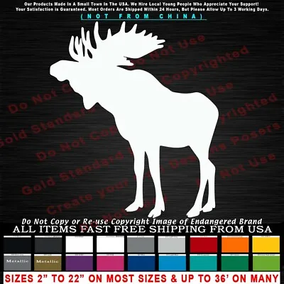 - Moose Bull Silhouette Hunting Wildlife Car Truck Sticker Vinyl Decal • $7.99