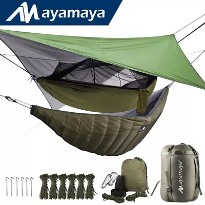 Camping Hammock & Waterproof Rain Fly Tarp & Underquilt Warm Cover Tent With Net • $24.99