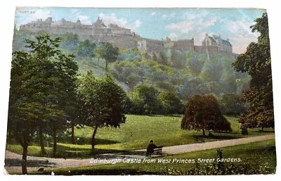 Edinburgh Castle From West Princes Street Gardens (Hartmann) - C1907 • £1.99