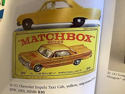 1965 Matchbox Chevrolet Impala Taxi Cab Nice No Box  • $17.95